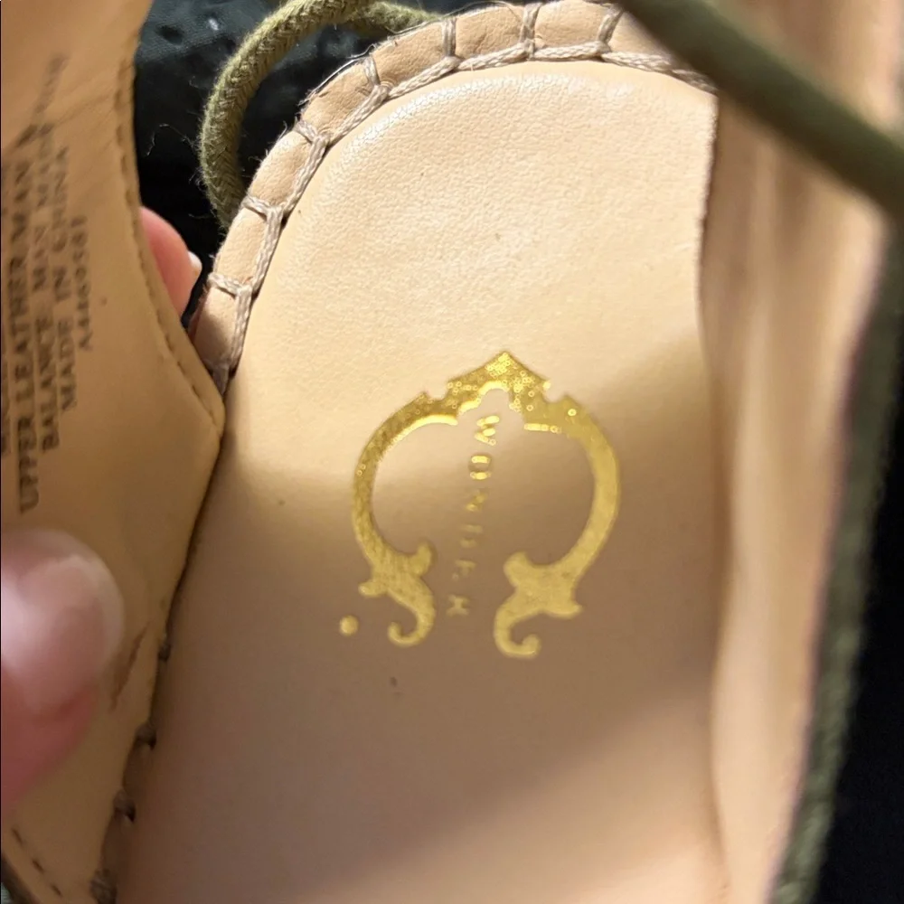 Michaela  C. Wonder sage suede espadrille close toe with gold coin details 7.5 M - Picture 2 of 6
